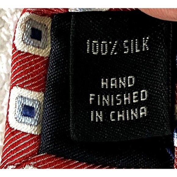 Jos A Bank Tie Repp Weave Diamond Pink Red White Blue Mob Vegas Preppy Y2K - Picture 6 of 9
